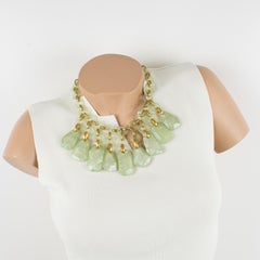 Dominique Denaive Paris Choker Necklace Almond Green Resin Charms
