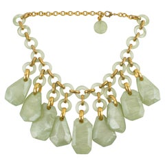 Dominique Denaive Paris Choker Necklace Almond Green Resin Charms