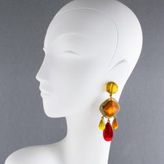Dominique Denaive Paris Boucles d'oreilles pendantes en résine multicolore
