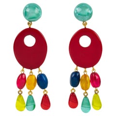 Dominique Denaive Paris Multicolor Resin Dangle Pierced Earrings
