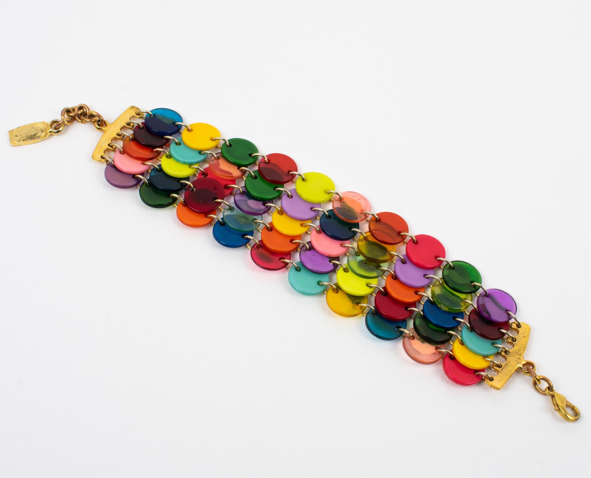 Moderniste Dominique Denaive Paris Bracelet à maillons en résine multicolore