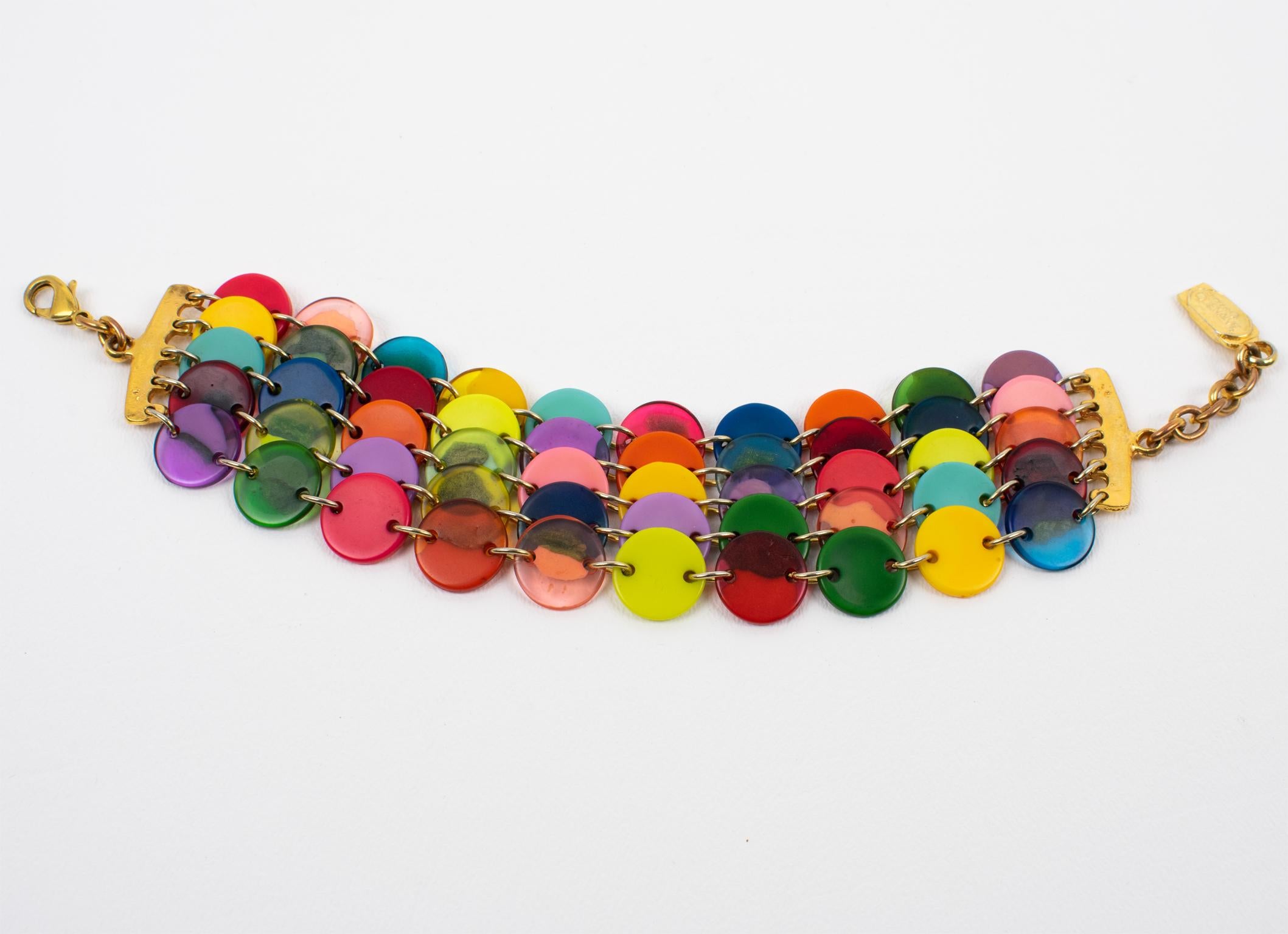 Dominique Denaive Paris Bracelet à maillons en résine multicolore Bon état à Atlanta, GA