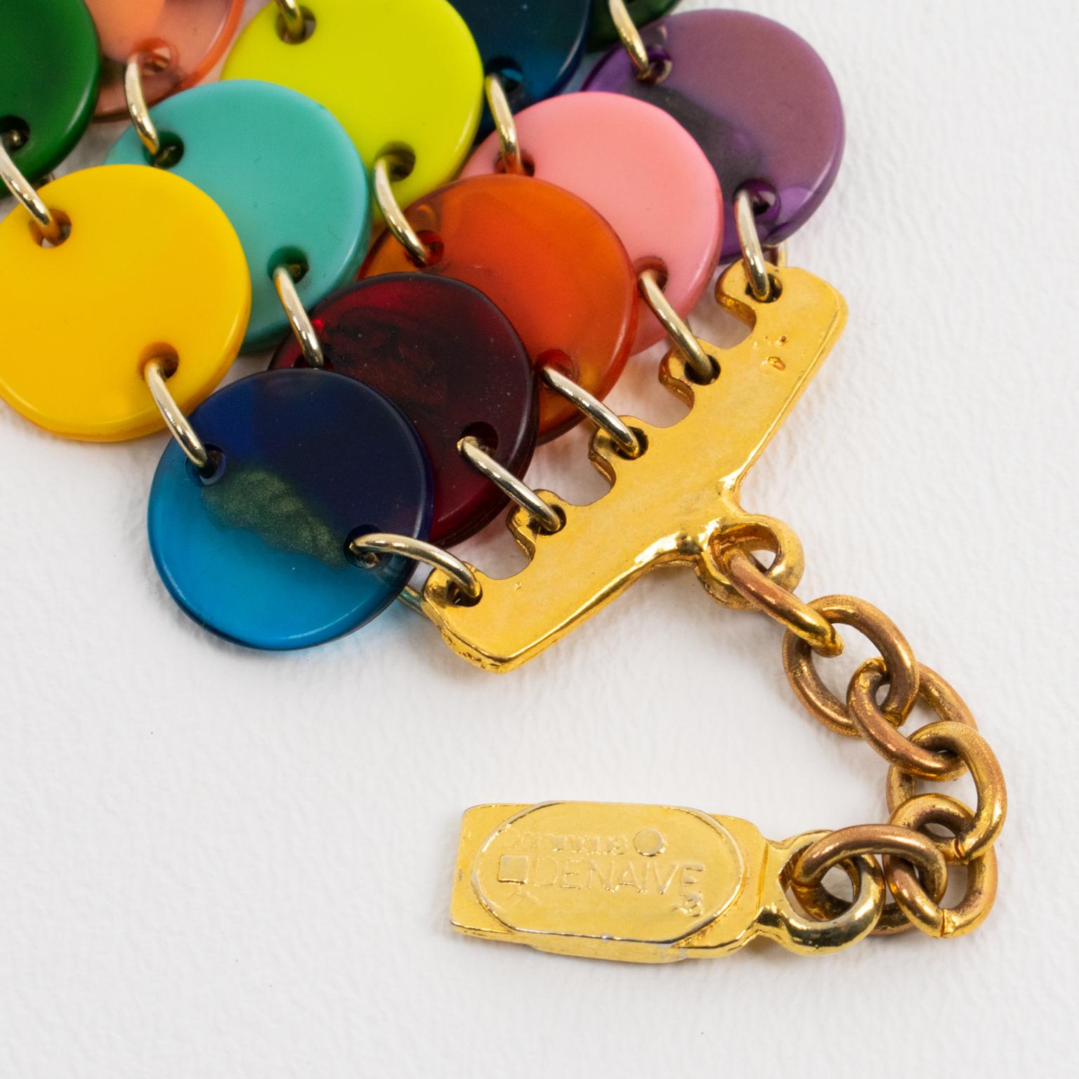 Dominique Denaive Paris Bracelet à maillons en résine multicolore 2