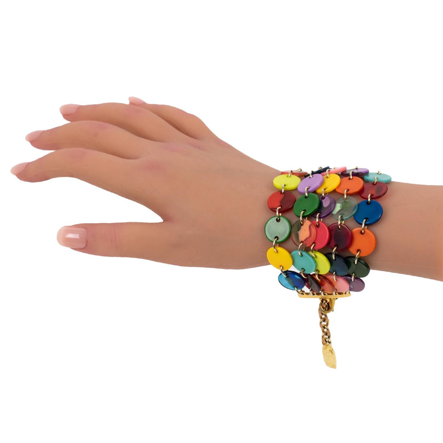Dominique Denaive Paris Bracelet à maillons en résine multicolore 3