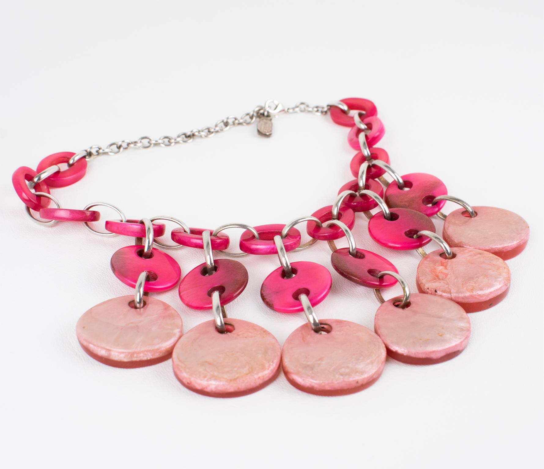 da uomo o donna Collana girocollo in resina rosa con charme Dominique Denaive Paris in vendita