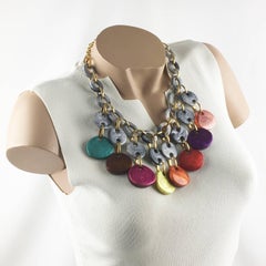 Collana girocollo in resina firmata Dominique Denaive Paris Charms Multicolore