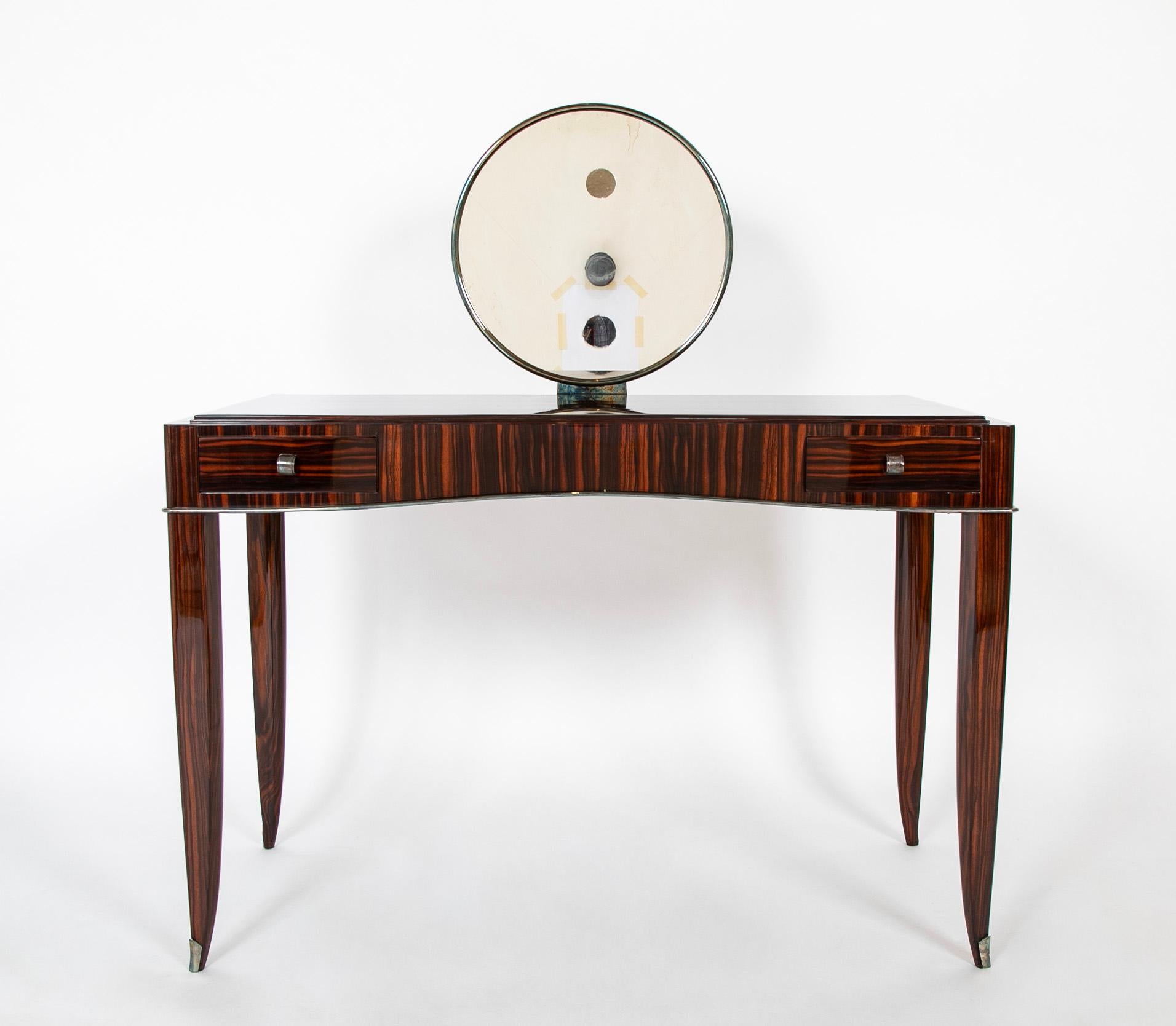 Art Deco Dominique Dressing Table in Macassar Ebony With Mirror For Sale