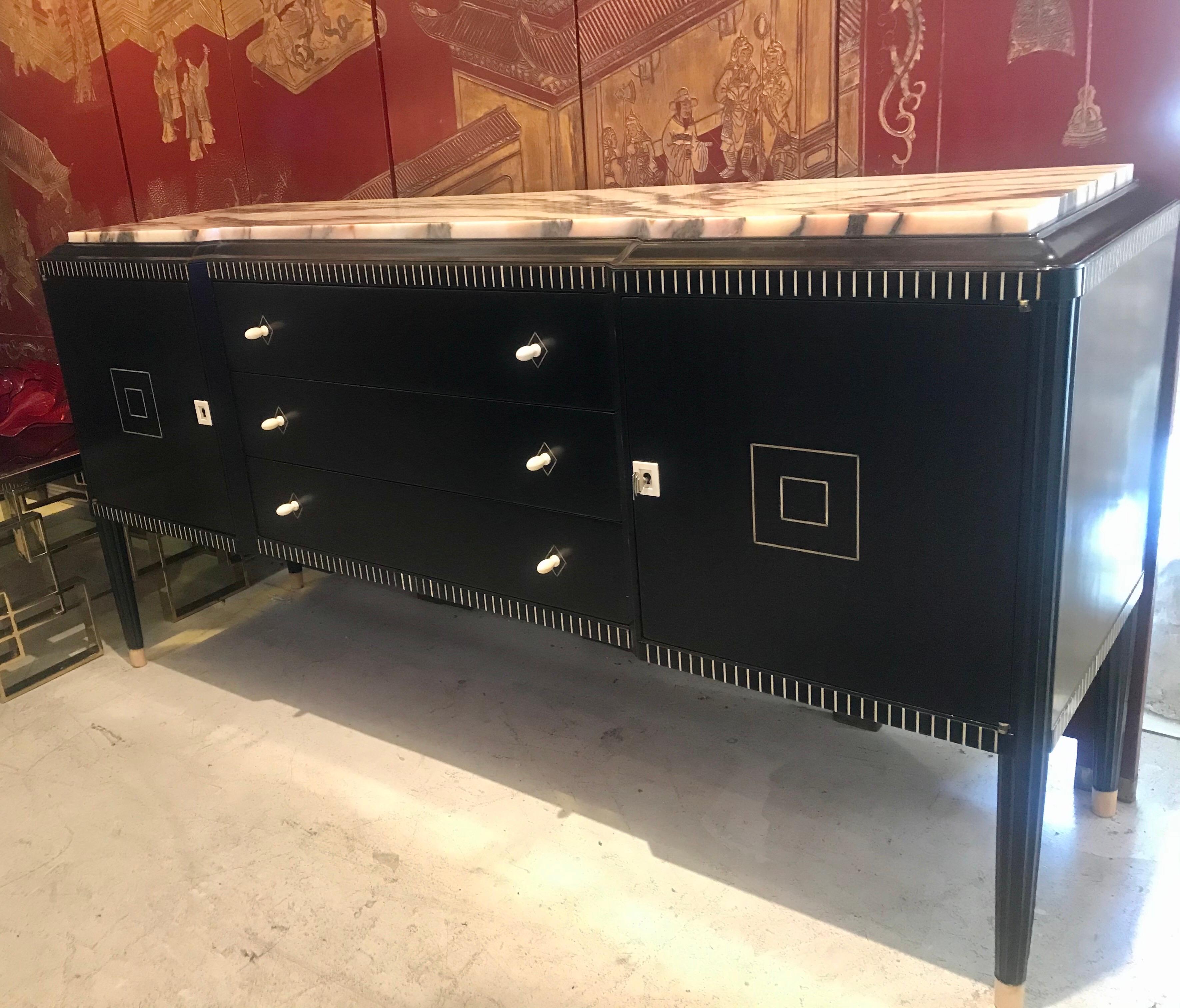 Dominique French Art Deco Ebony of Macassar Sideboard For Sale 5