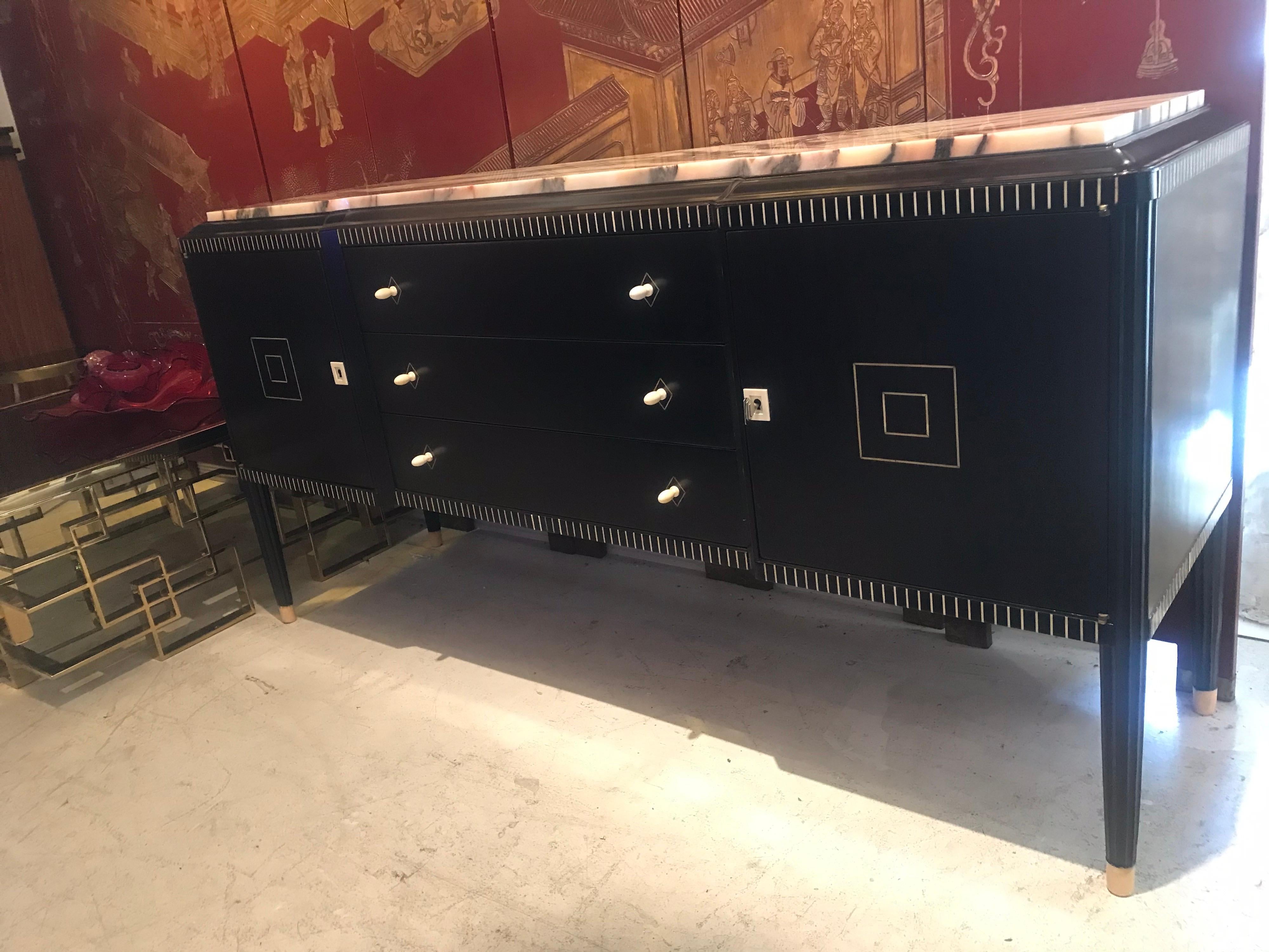 Dominique French Art Deco Ebony of Macassar Sideboard For Sale 7