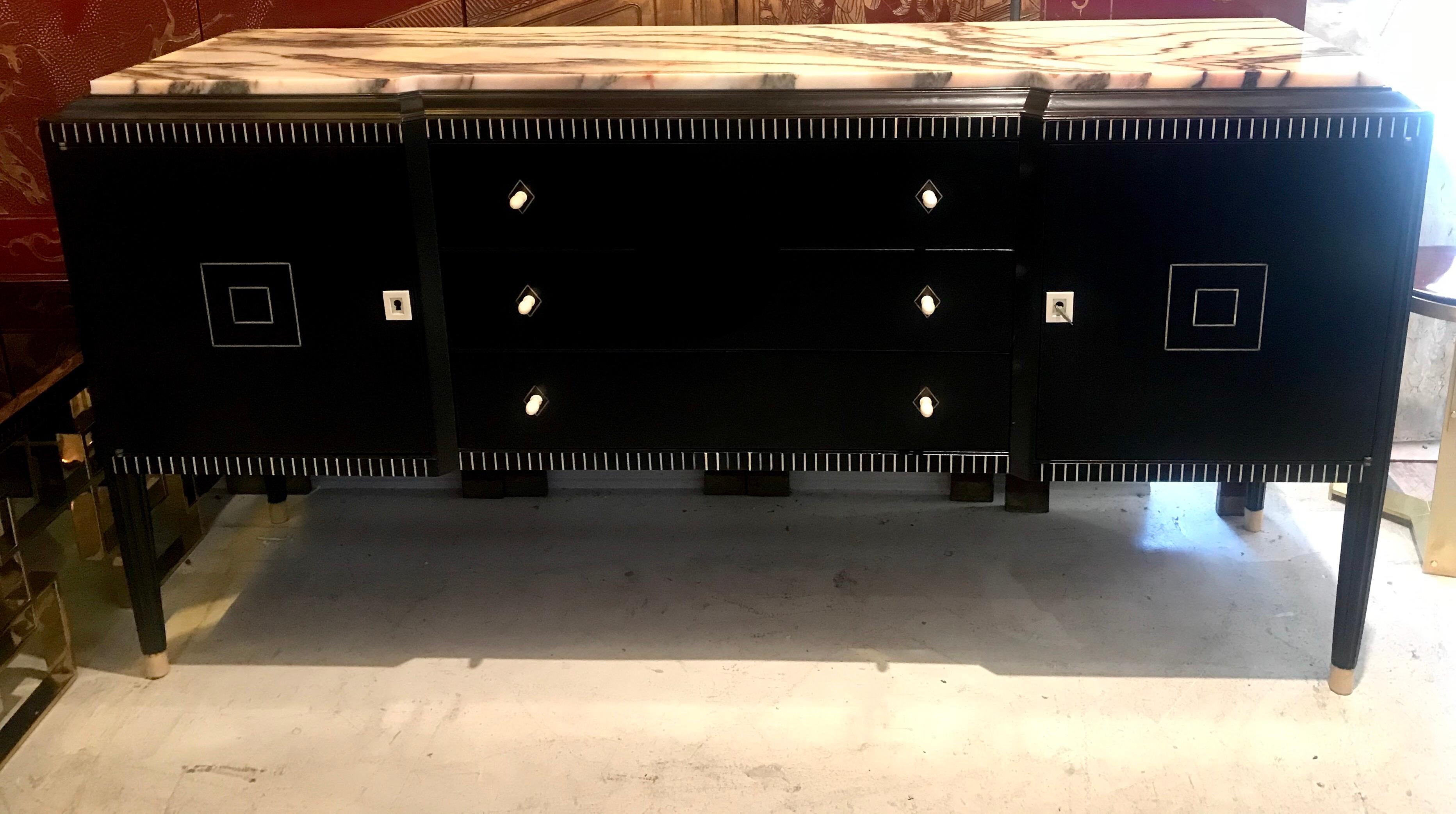 Dominique French Art Deco Ebony of Macassar Sideboard For Sale 11