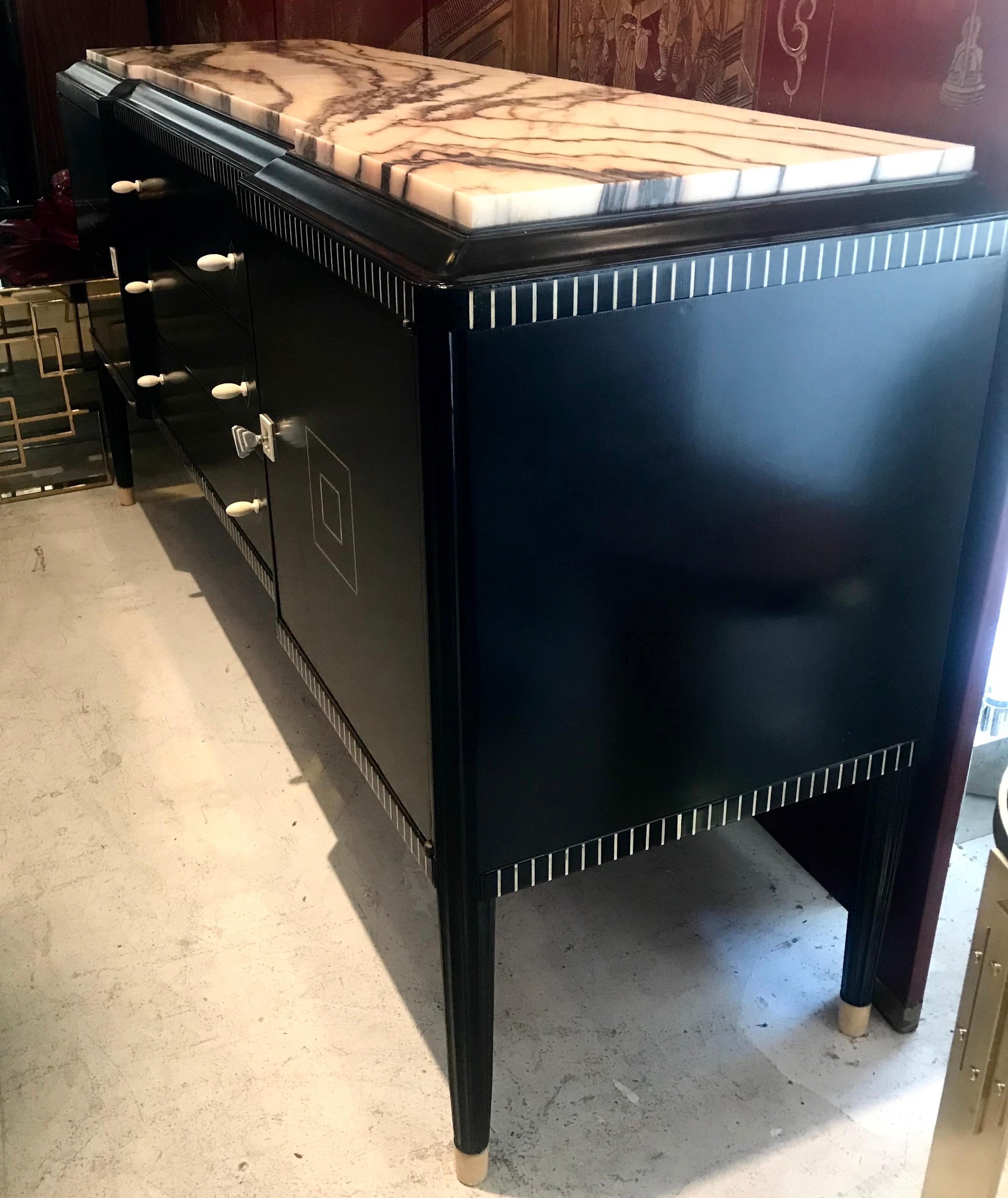 Dominique French Art Deco Ebony of Macassar Sideboard In Good Condition In Miami, FL