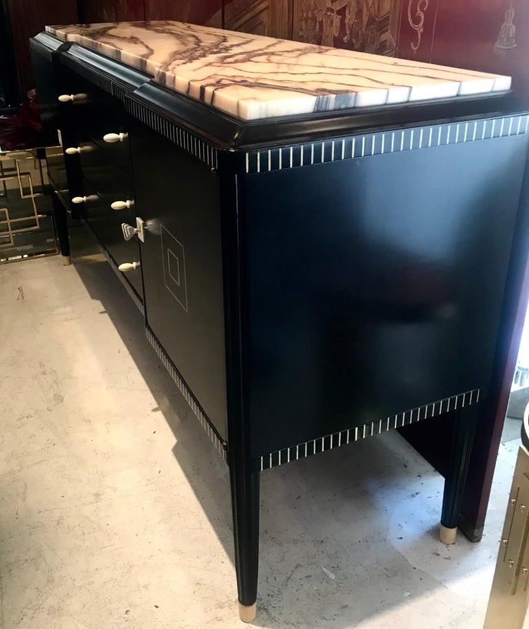 20th Century Dominique French Art Deco Ebony of Macassar Sideboard For Sale