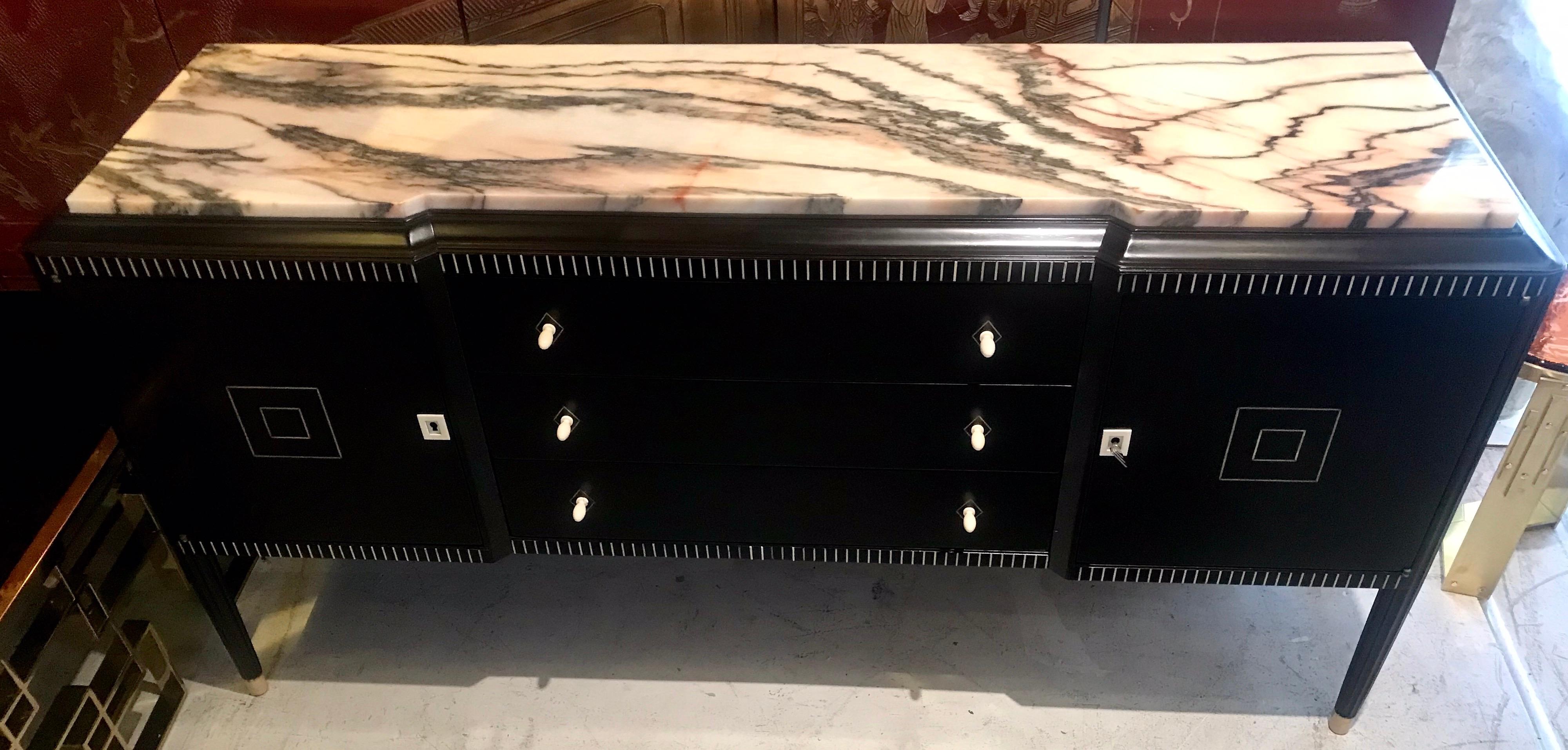 Dominique French Art Deco Ebony of Macassar Sideboard For Sale 1