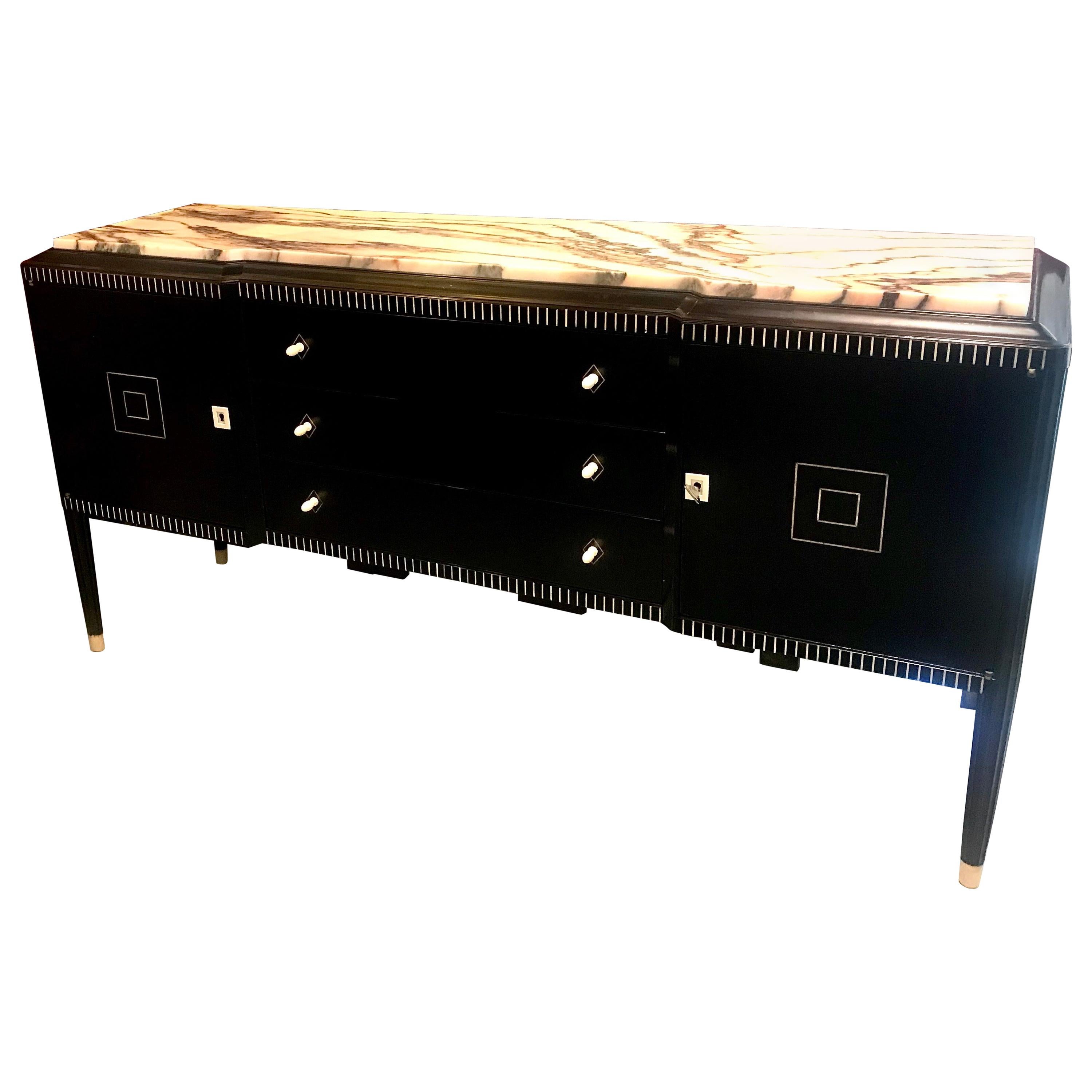 Dominique Französisches Art-Déco-Sideboard aus Makassar-Ebenholz