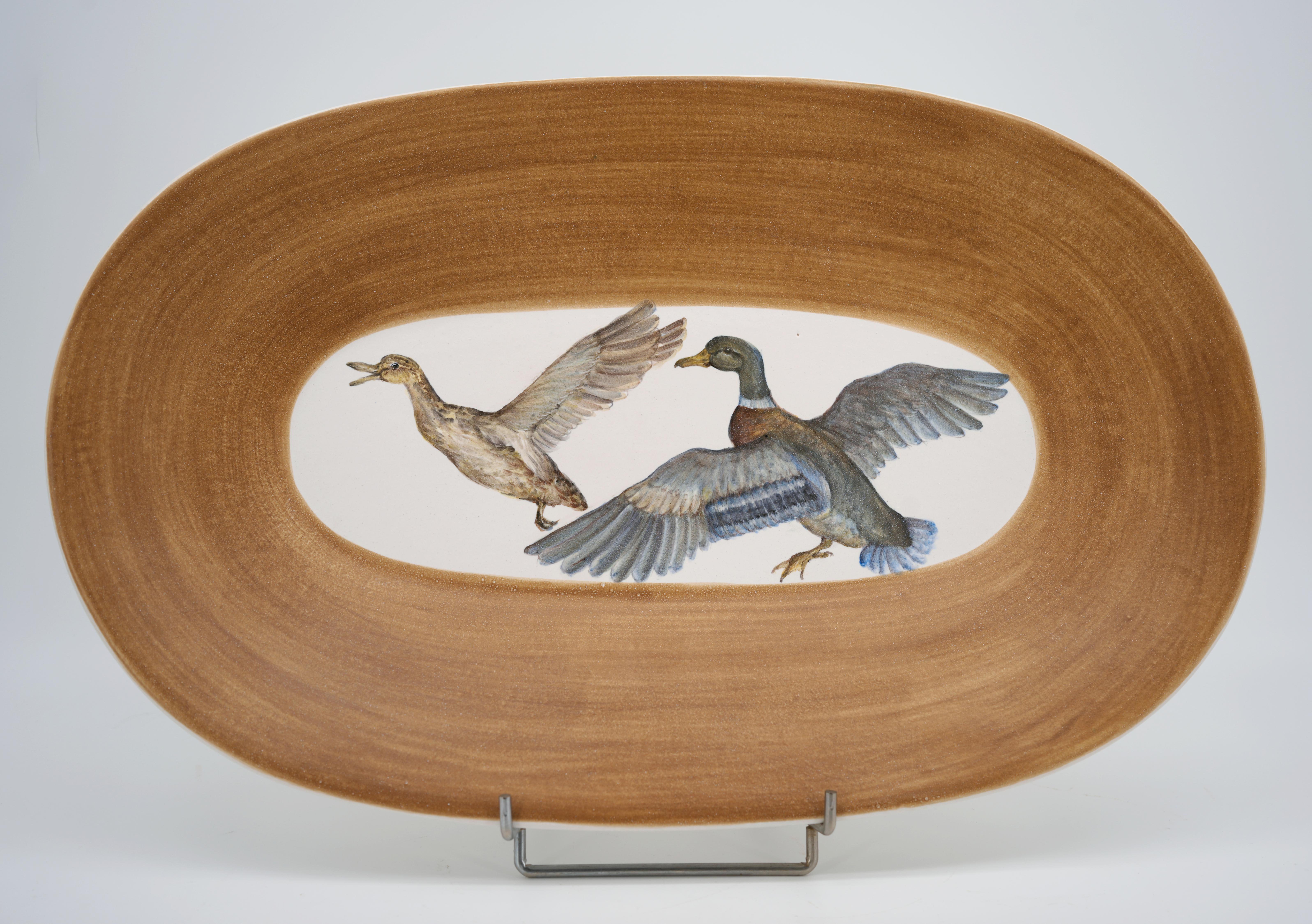 Mid-Century Modern Dominique GUILLOT Ceramic Game Hunting Dinner Set, 1950s For Sale