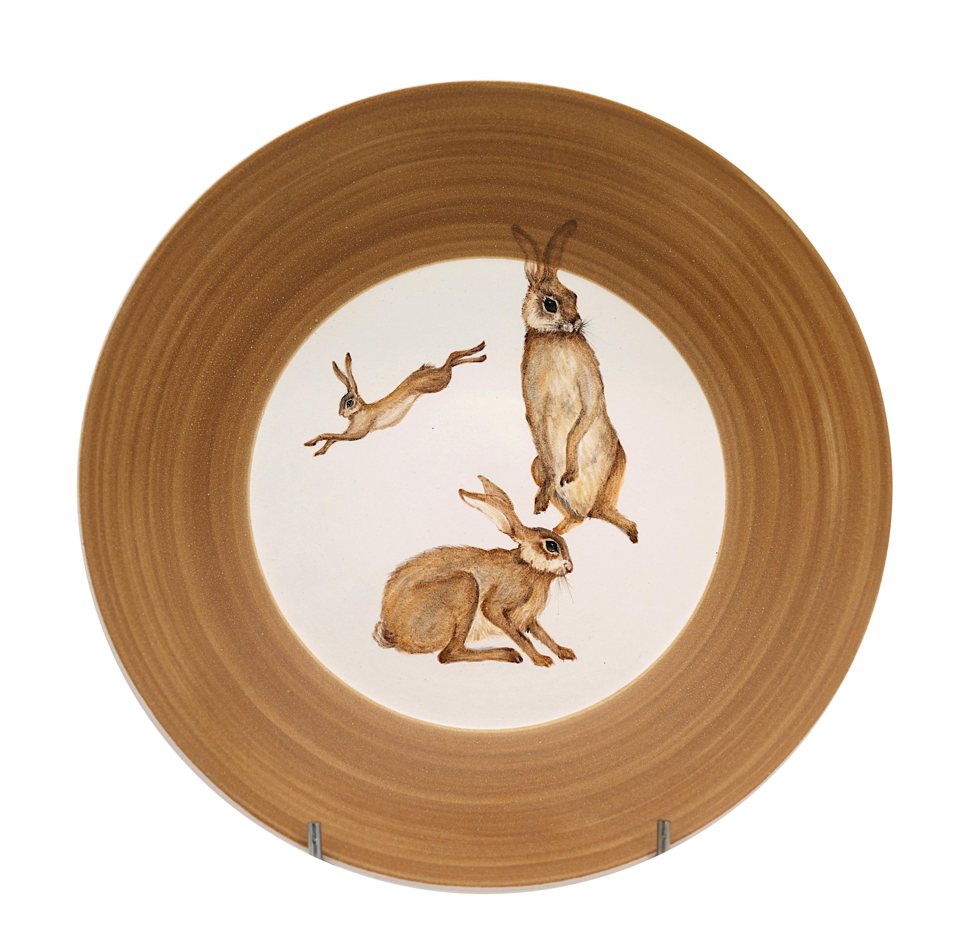 Dominique GUILLOT Ceramic Game Hunting Dinner Set, 1950s In Excellent Condition For Sale In Saint-Amans-des-Cots, FR