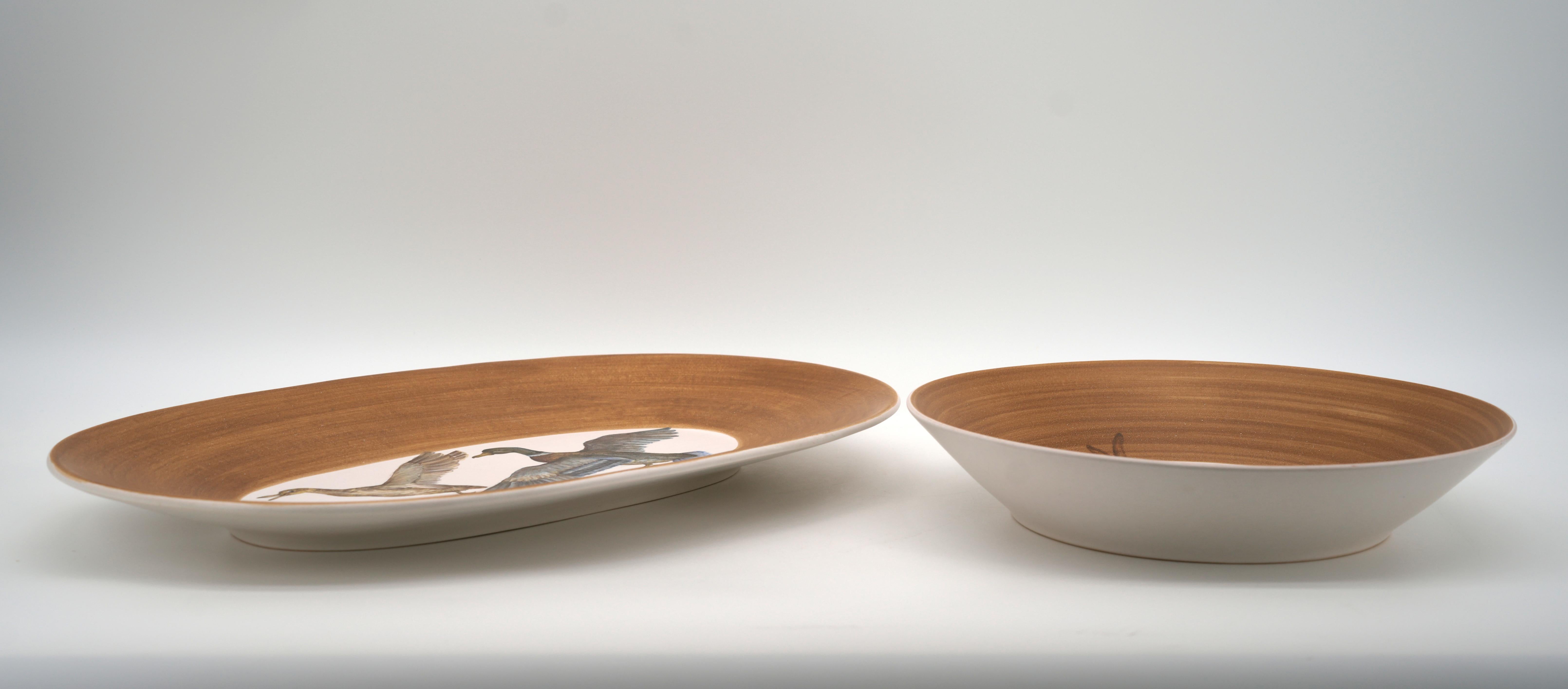 Mid-20th Century Dominique GUILLOT Ceramic Game Hunting Dinner Set, 1950s For Sale