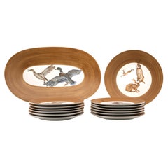 Set da pranzo per la caccia alla selvaggina in ceramica di Dominique GUILLOT, anni '50