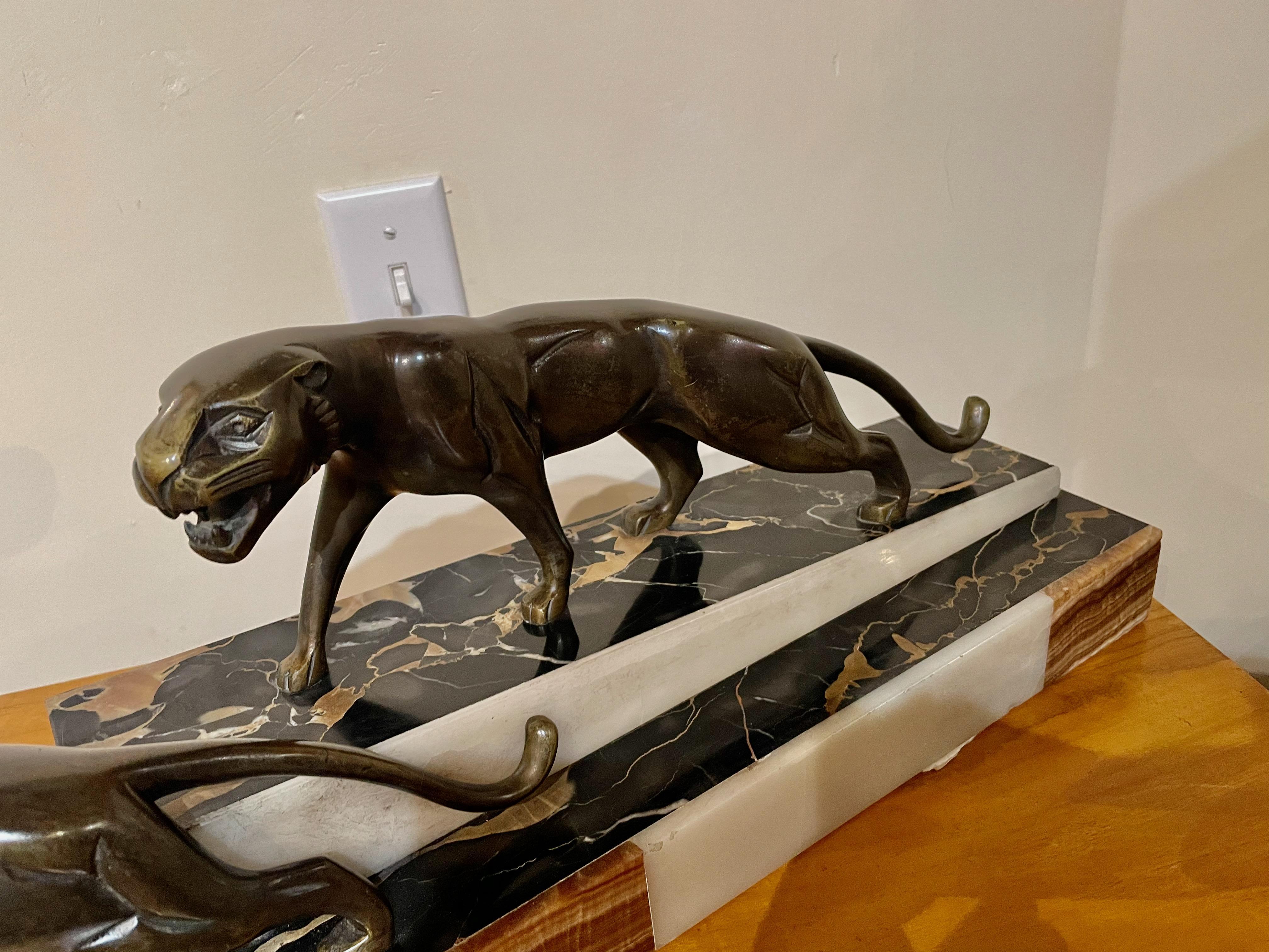 Art Deco Group of Panthers by the French Artist Dominique Jean Baptiste Hugues For Sale 1