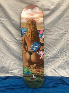 Dominique Larrivaz and Shadee K Signed Decorated Skateboard, French, 2009-2018