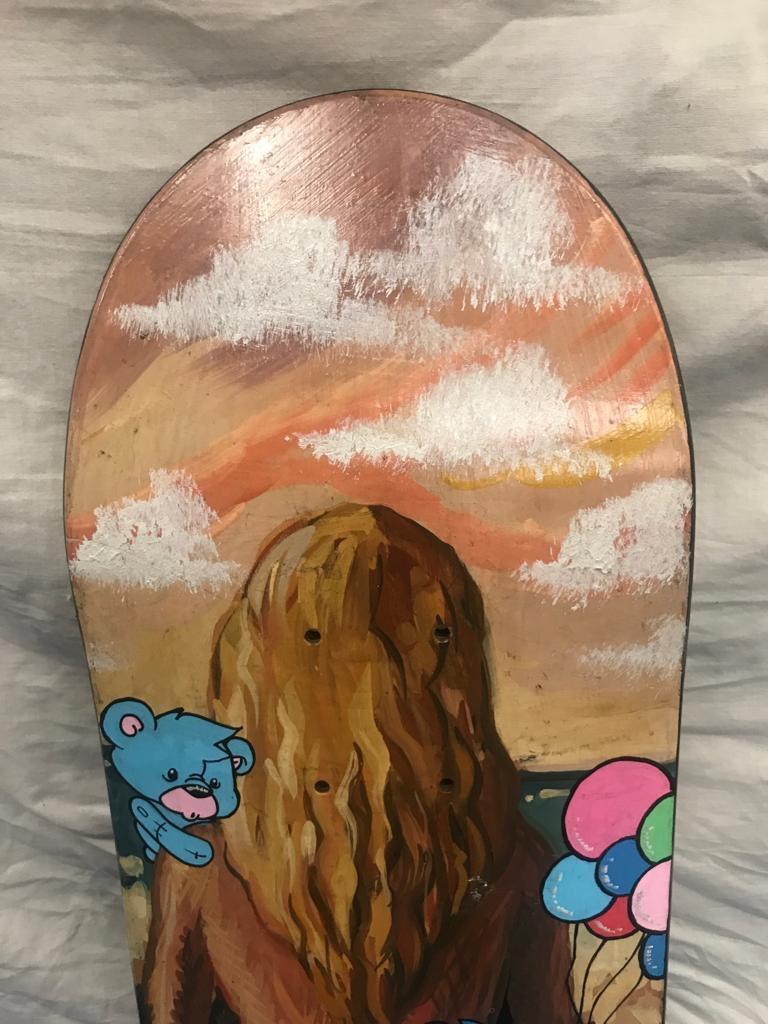 Post-Modern Dominique Larrivaz and Shadee K Signed Decorated Skateboard, French, 2009-2018 For Sale