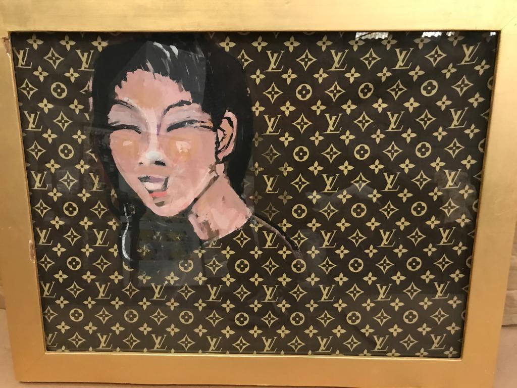 Painting on Louis Vuitton canvas 