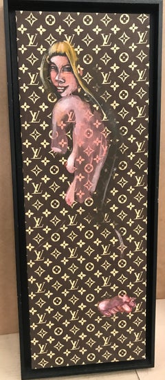 Dominique Larrivaz "Blonde Woman" Painting on Louis Vuitton Canvas, French, 2015