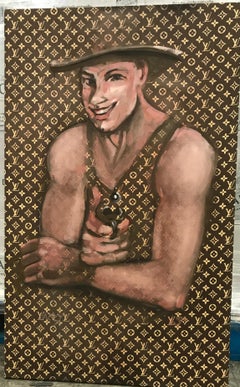 Dominique Larrivaz "Shooter" Painted on Louis Vuitton Canvas, French, 2015