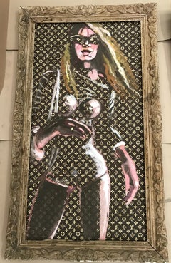 Dominique Larrivaz "Sonia To Ibiza" Painting on Louis Vuitton Canvas, Paris 2015