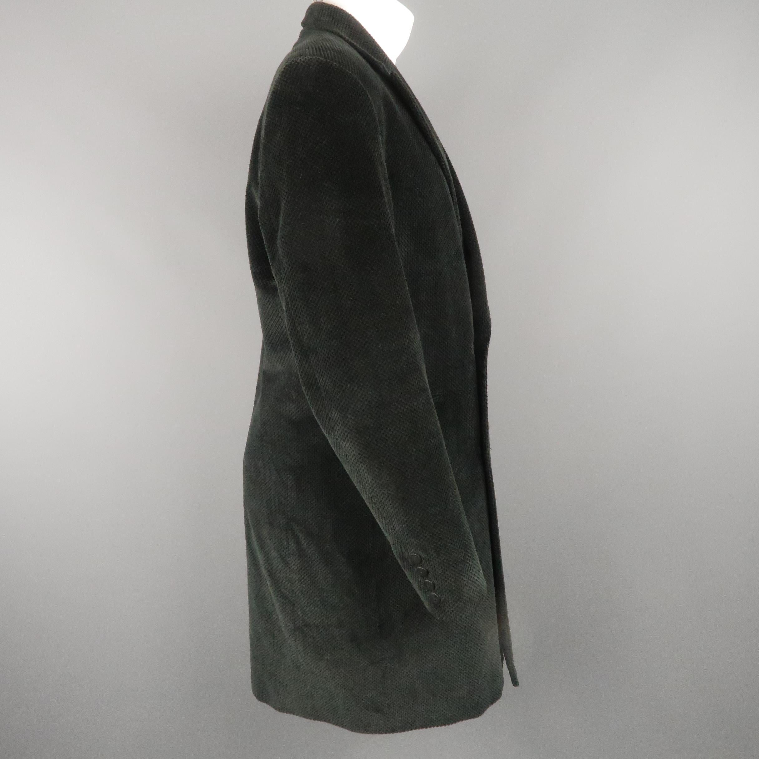 Men's DOMINIQUE MORLOTTI 40 Black Nailhead Textured Velvet Peak Lapel Coat