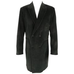 DOMINIQUE MORLOTTI 40 Black Nailhead Textured Velvet Peak Lapel Coat