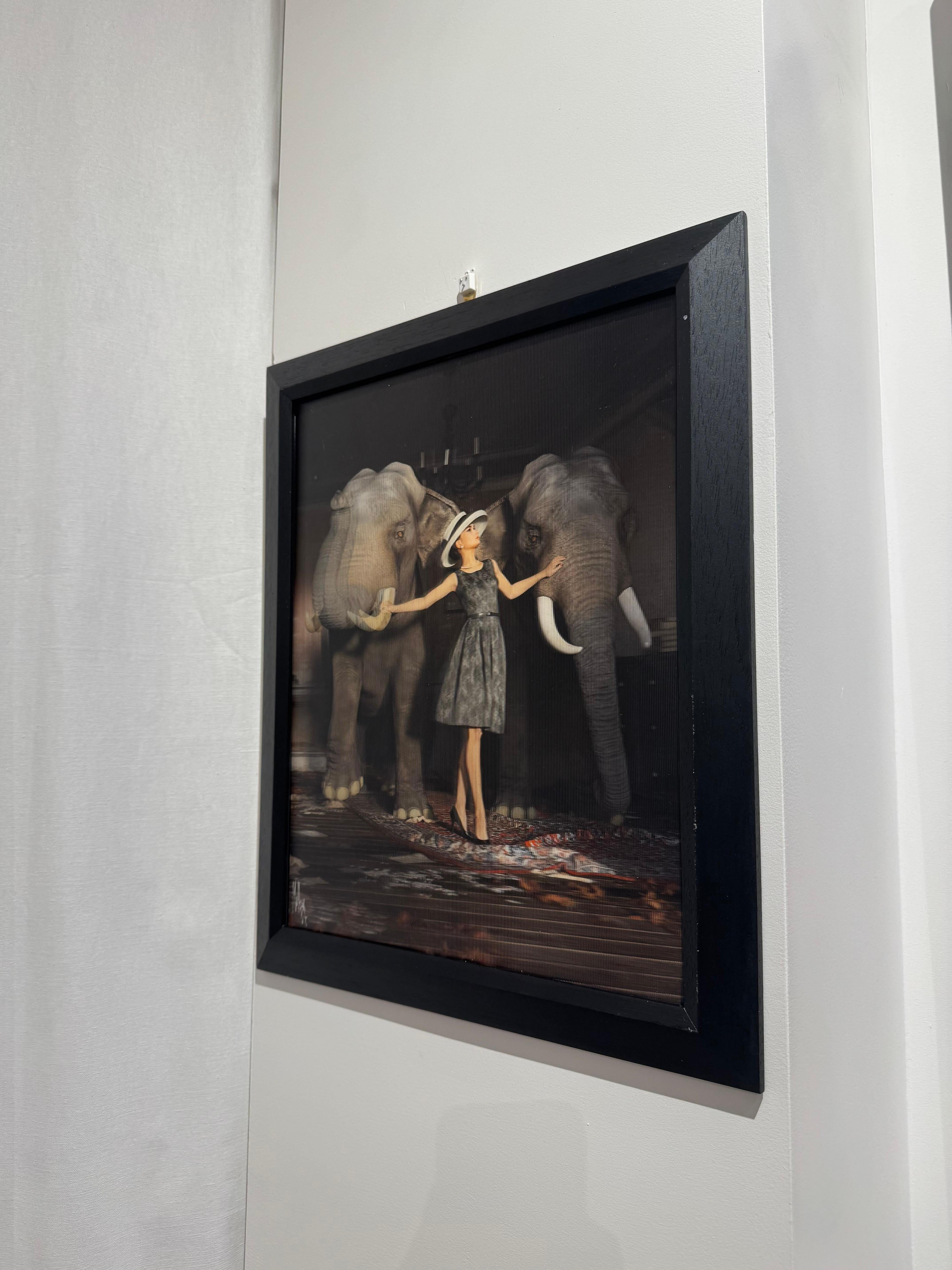 Audrey et les Elephants - Post-Modern Photograph by Dominique MULHEM