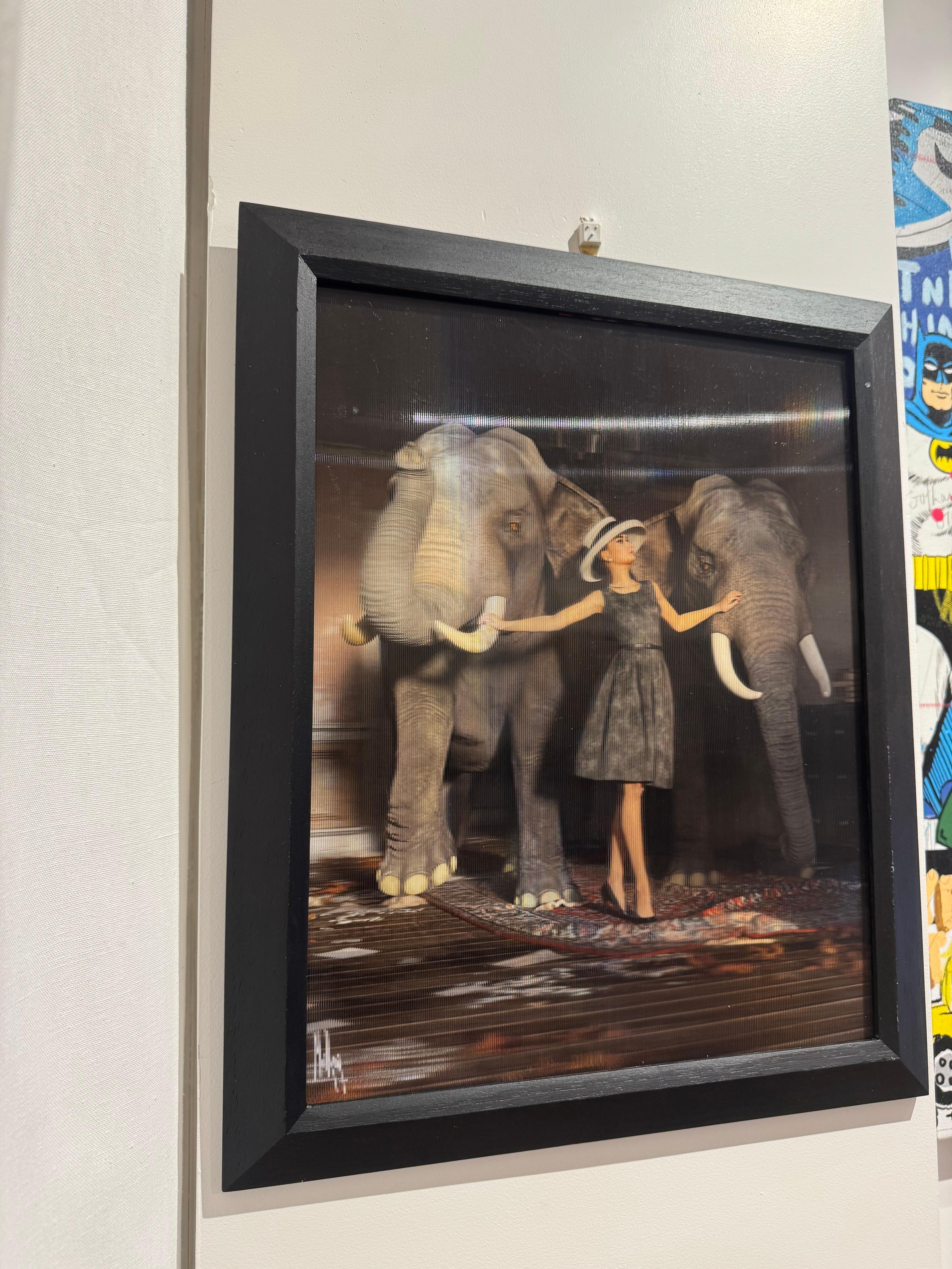 Audrey et les Elephants - Black Figurative Photograph by Dominique MULHEM