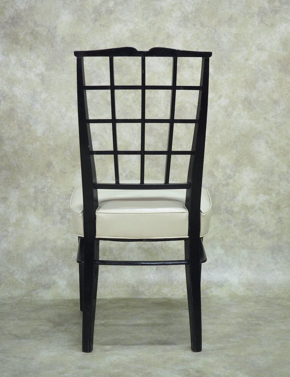 Art Deco Dominique Pair of Ebonized Side Chairs For Sale