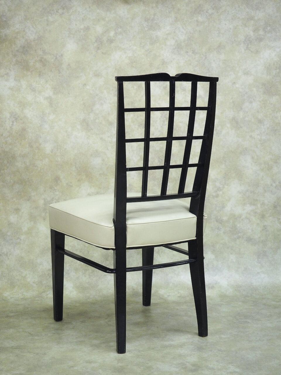 French Dominique Pair of Ebonized Side Chairs For Sale