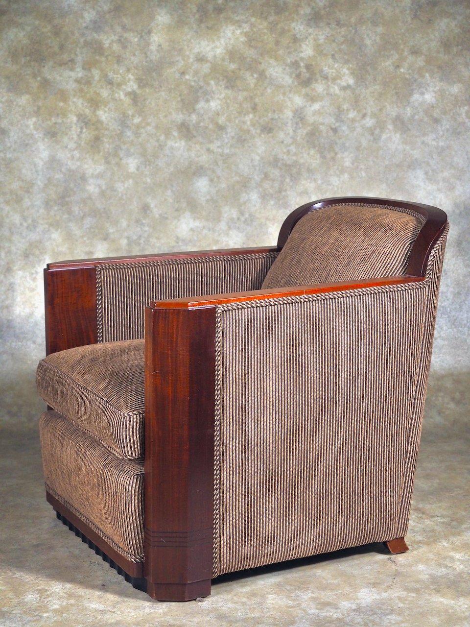 Art Deco Dominique Pair of Modernist Club Chairs