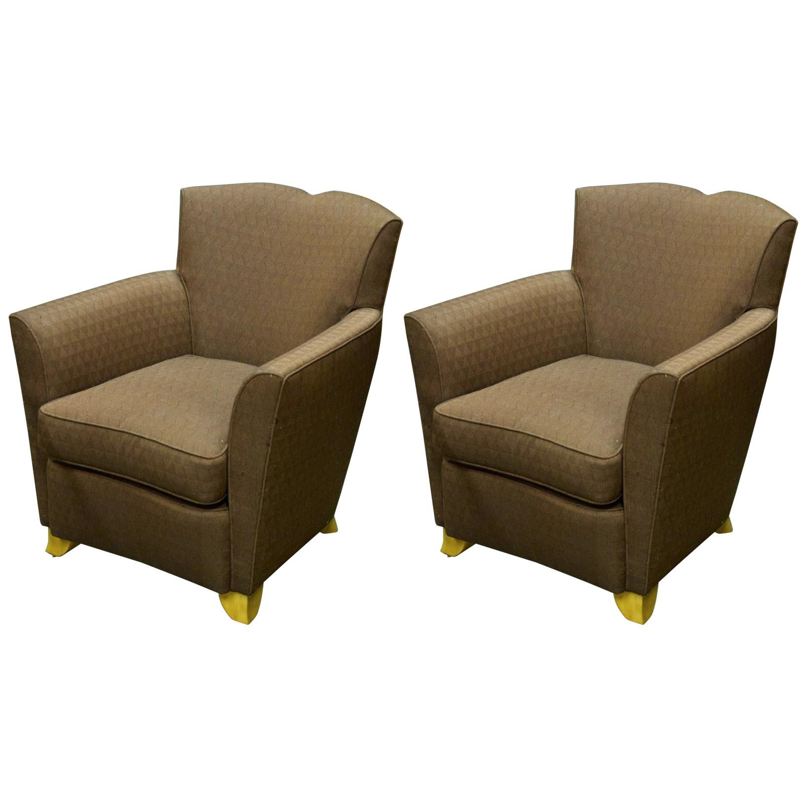 Dominique Pair of "Mustache" Club Chairs