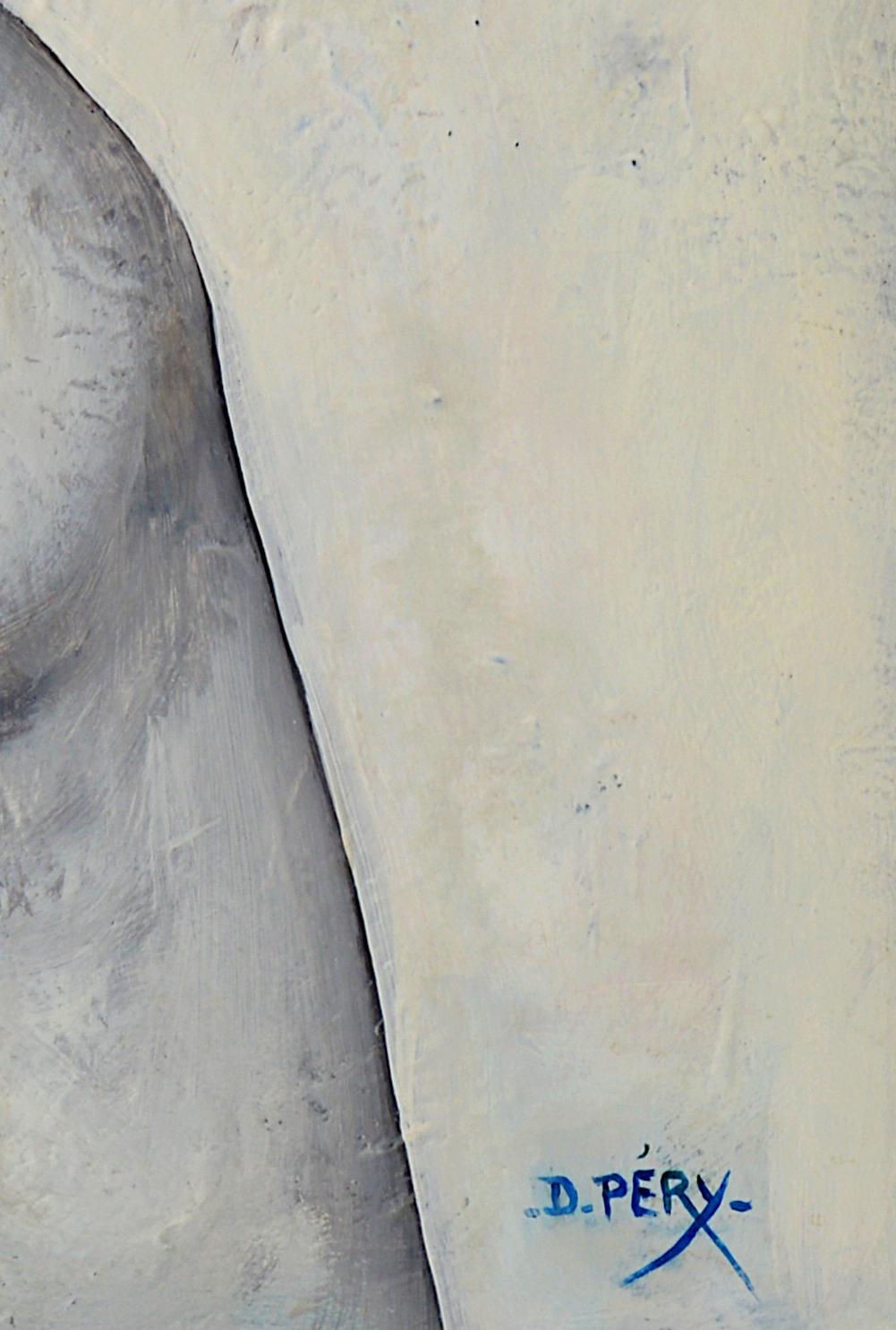 Dominique PERY, Marianne, huile sur toile 1987 - Gris Figurative Painting par Dominique Pery