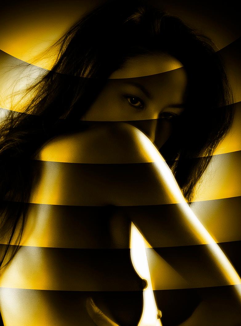 Flûtes d'œils fresnel - Noir Color Photograph par Dominique Poilpré