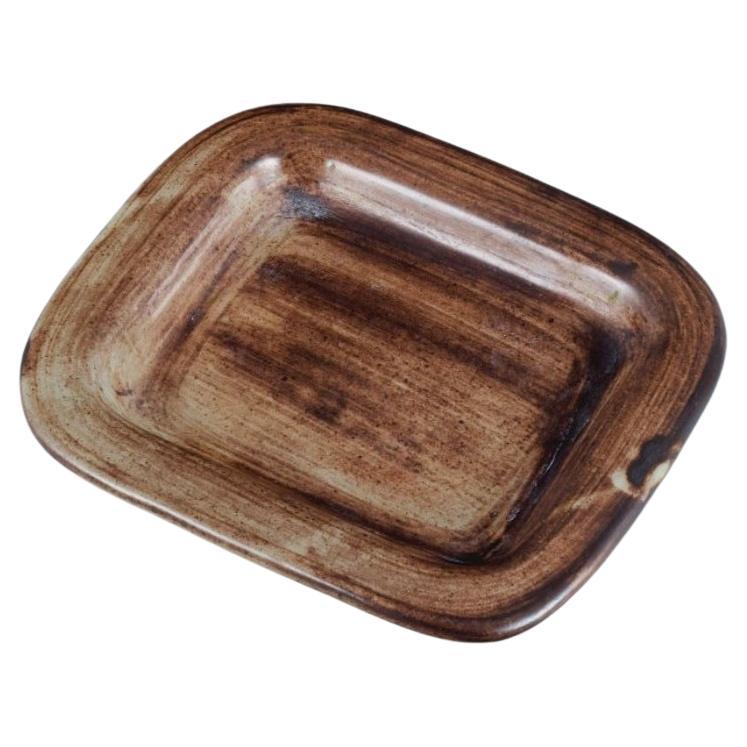 Dominique Pouchain '1956', France, Unique Ceramic Dish in Brown Tones, 1960s/70s For Sale