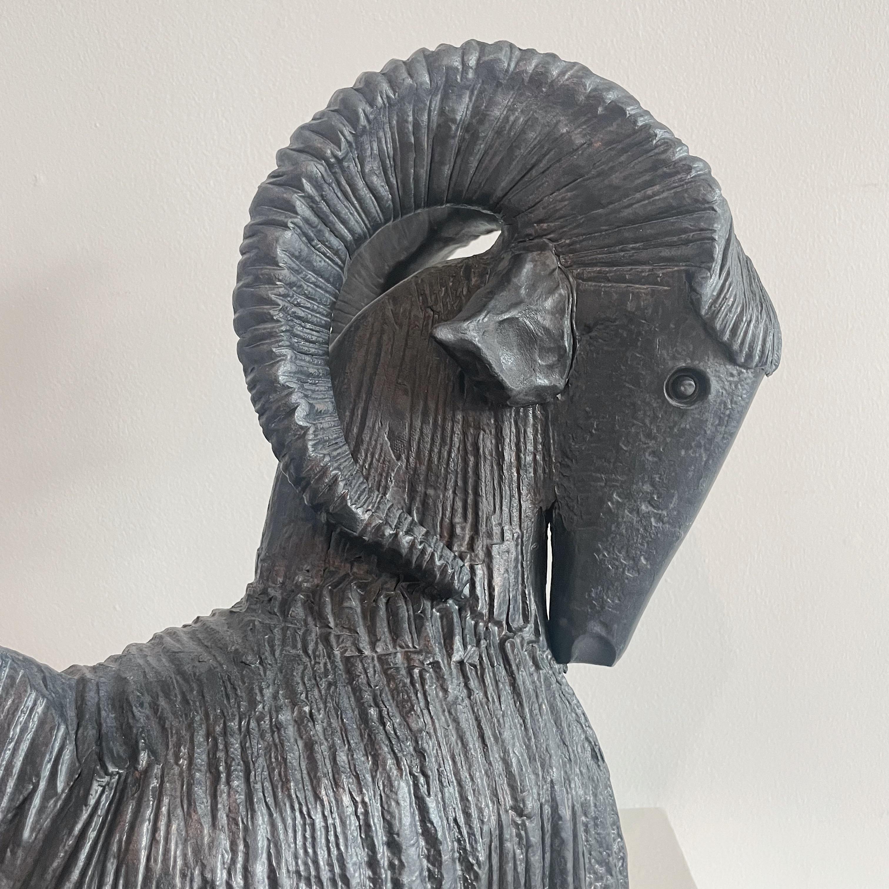 French Dominique Pouchain Terracotta Ram Sculpture