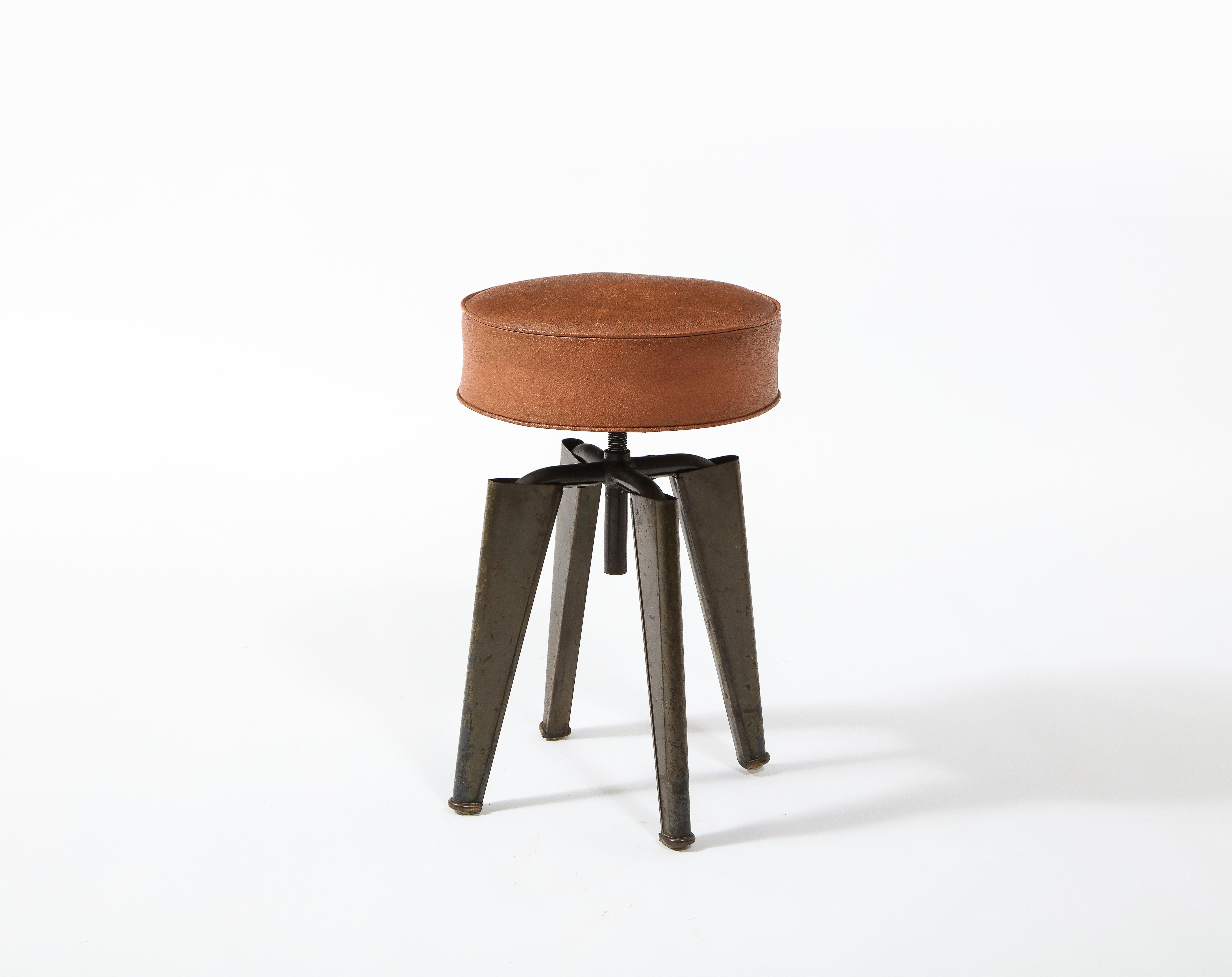 Mid-Century Modern Dominique Stool from The Clemenceau Ship, France, 1950's