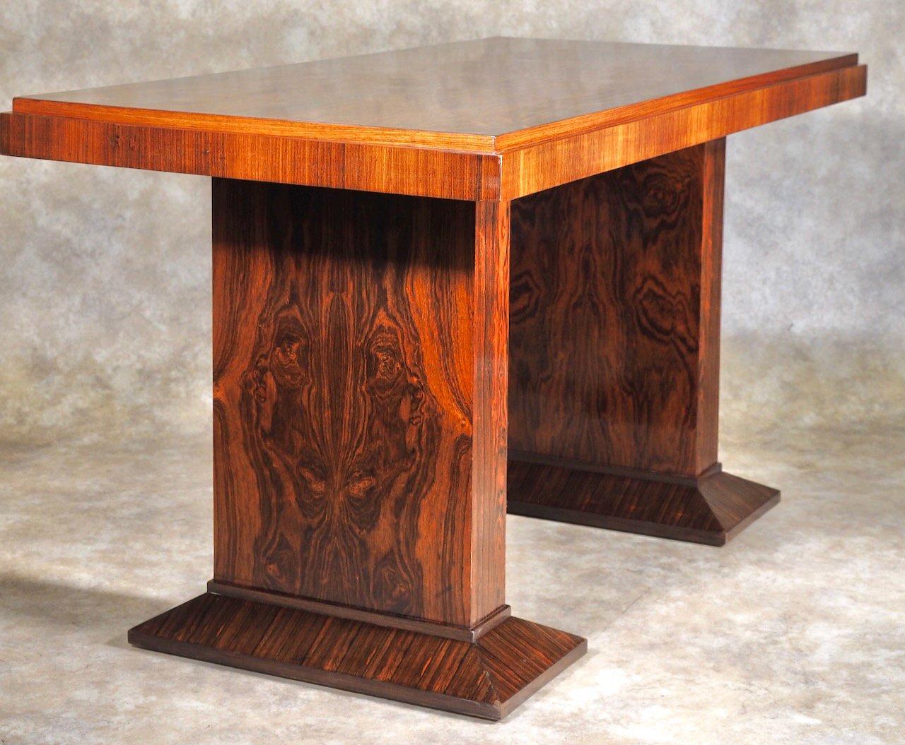 Table/bureau/console Art Déco moderniste français par Dominique, vers 1930, en bois de rose. 55