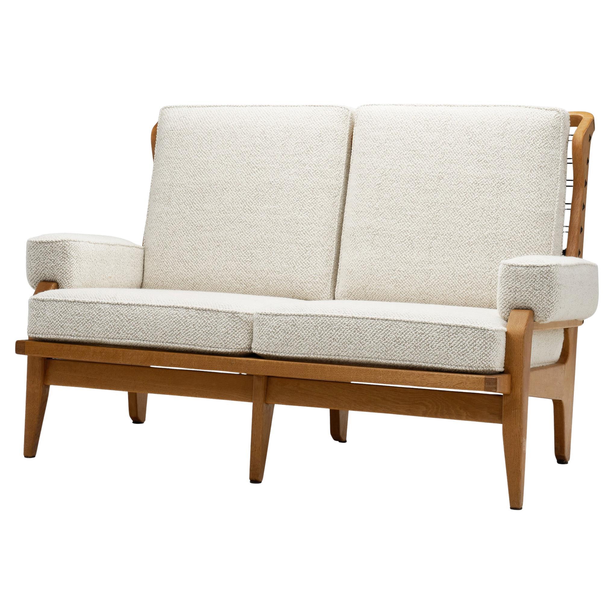 "Dominique" Two-Seater Sofa by Guillerme et Chambron, France Mid-20th Century For Sale