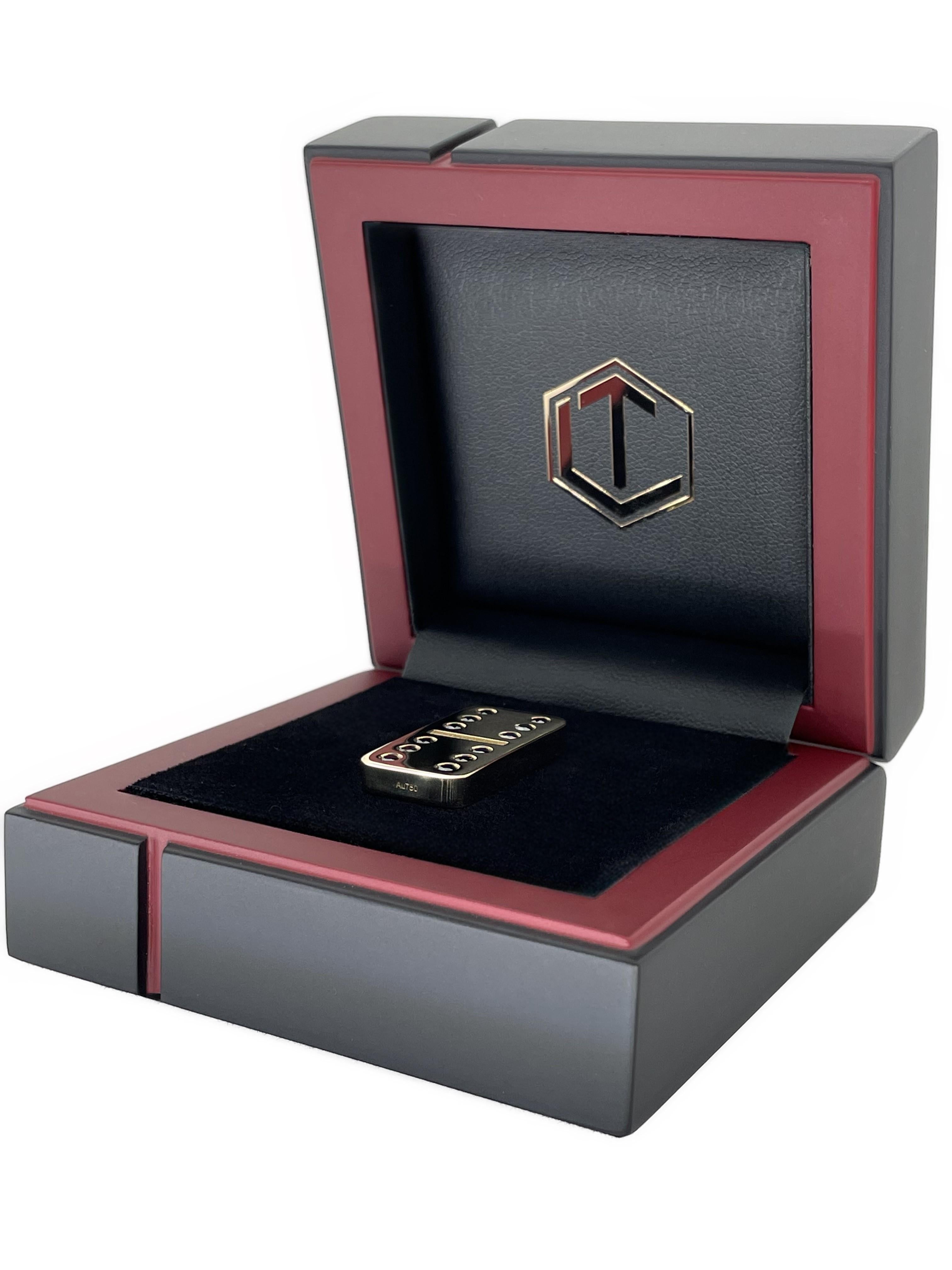 Dominostein aus Gold, 18K, massiv, 12 schwarze Diamanten, Made in Germany For Sale 1