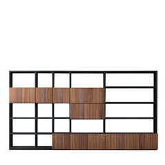 Libreria Domino Antracite Noce Canaletto