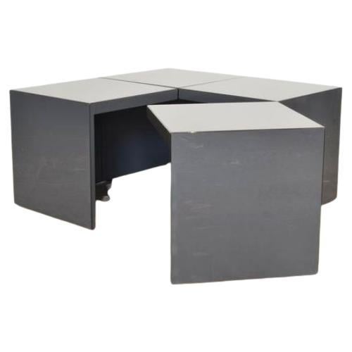 Squared dark grey ‘Domino’ coffee table, 1979 designed by Jan Wichers and Alexander Blomberg manufactured by Rosenthal, Munich Germany versatile modular coffee table that can easily be transformed / adjusted into several very functional shapes.