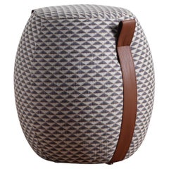 Domino Fabric and Leather Pouf MODO10 Collection