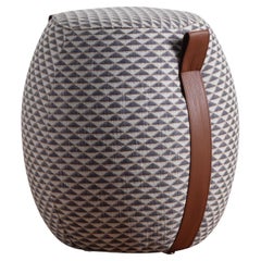 Domino Fabric and Leather Pouf MODO10 Collection