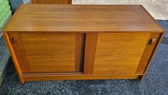 Domino Mobler Danish Mid-Century Modern Teak Sliding Door Small Sideboard